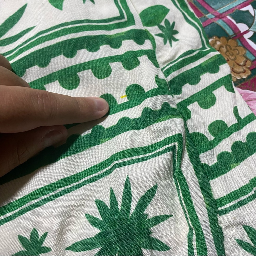 Mon Renn Losas Maxi Dress Green Cream Floral Vacation Medium - Picture 5 of 15